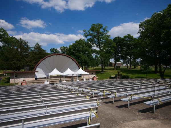 The Hopkins Park Bandshell sits unattended on a cloudy day. On Sept. 23 The Burning Cicada Music Festival will be hosted at Hopkins Park. (Northern Star File Photo)