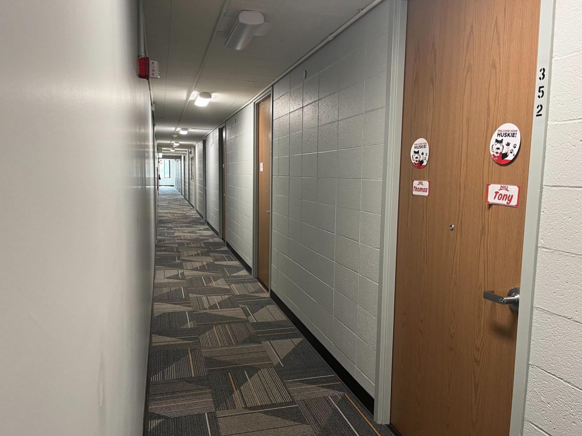 A view of one of the dormitory floors in Neptune East. Knowing how to be a respectful dorm neighbor is important if you’re living on campus. (Sarah Rose | Northern Star)