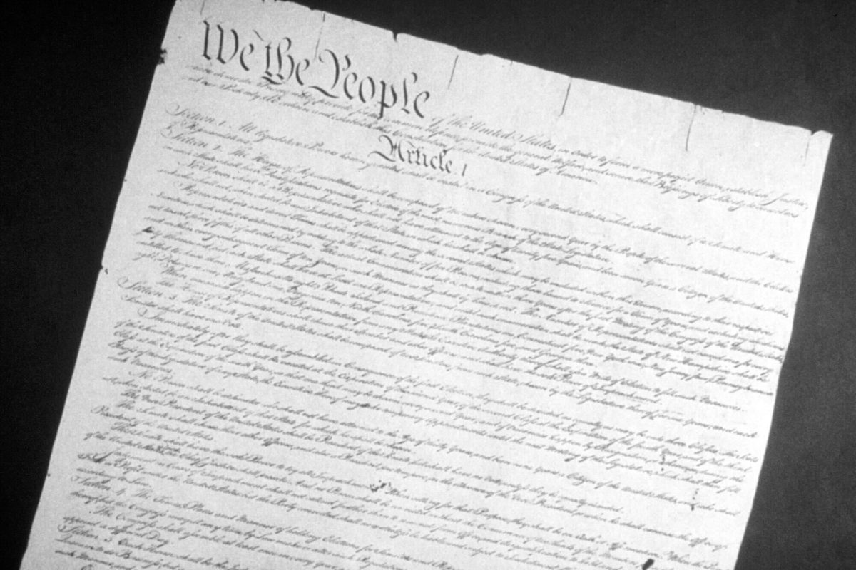 The first page of the U.S. Constitution on display. The constitution has experienced many amendments and should always be allowed to evolve through the generations. (Courtesy of Wikicommons)