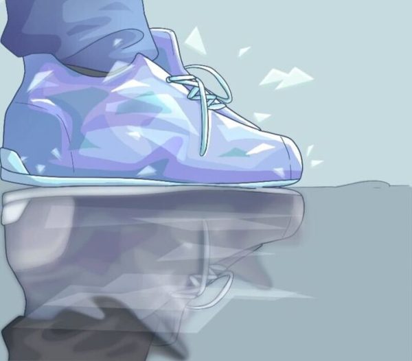 A shoe reflects on water. Regardless of what others think, reflecting on your trueself is important. Embrace your true colors. (Robin Gamboa | Northern Star)