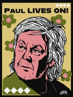 An illustration of Paul McCartney sits under the words “Paul Lives on!” The Northern Star Editorial Board apologizes to the singer for encouraging false rumors of his death. (Eleanor Gentry | Northern Star)