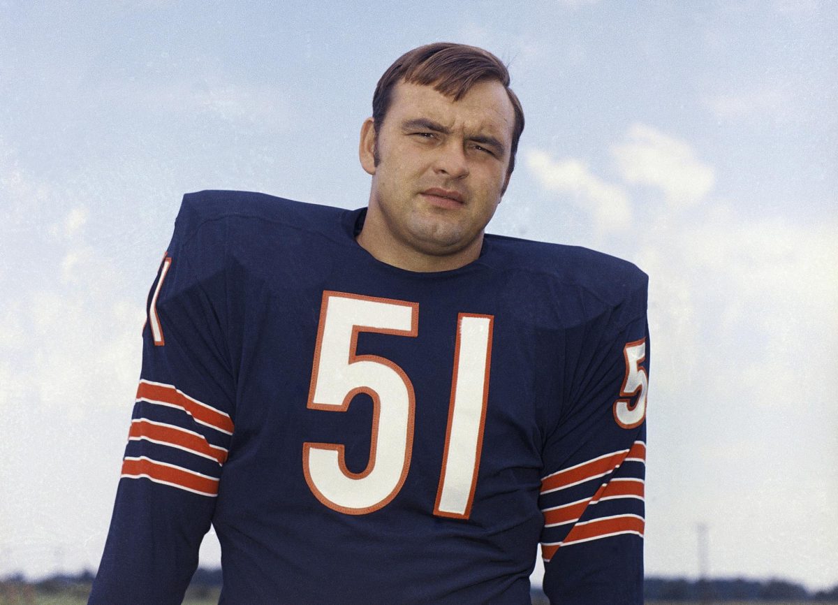 Chicago Bears linebacker Dick Butkus poses for a picture in 1970. Sports Reporter Zack Rodriguez pays tribute to the late Bears legend and his impact on the game of football. (AP Photo, file)