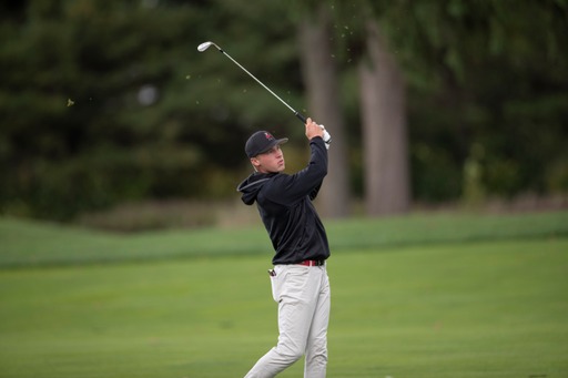 Graduate student Zach Place takes a shot during NIU mens golfs practice. The Huskies are looking to break through early-season struggles and repeat as MAC champions. (Courtesy of NIU Athletics)