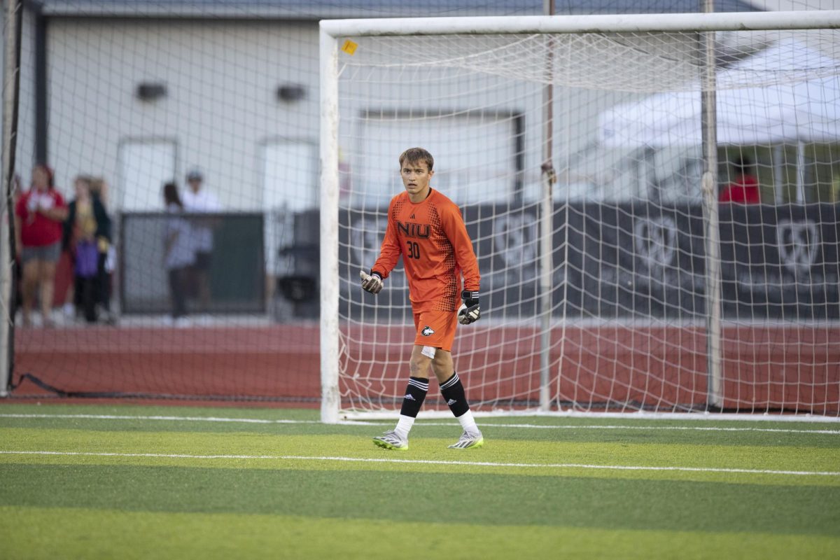 Senior+goalkeeper+Jakub+Rojek+roams+in+front+of+the+net+during+an+NIU+mens+soccer+home+game.+Rojek+recorded+a+career-high+11+saves+en+route+to+a+2-1+victory+over+Bowling+Green+State+University+in+the+quarterfinals+of+the+MVC+Tournament+on+Sunday.+%28Scott+Walstrom+%7C+NIU+Athletics%29%0A