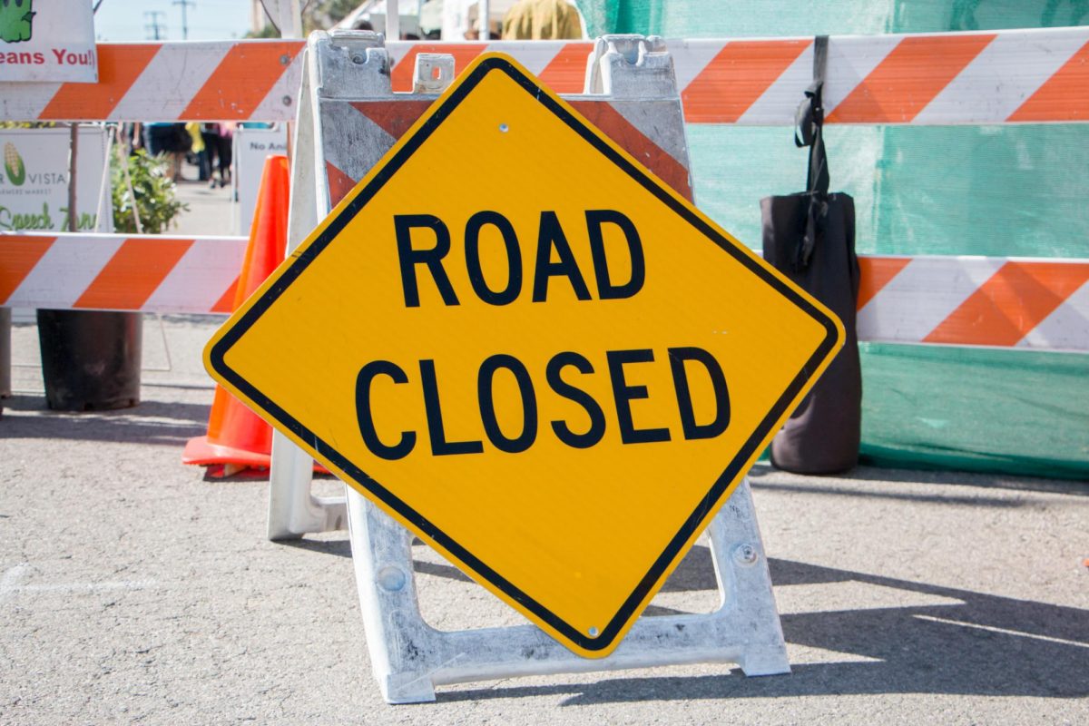 A+road+closure+sign+sits+on+a+road.+Part+of+Fairview+Drive+will+be+closed+on+Monday+until+Nov.+22.+%28Getty+Images%29