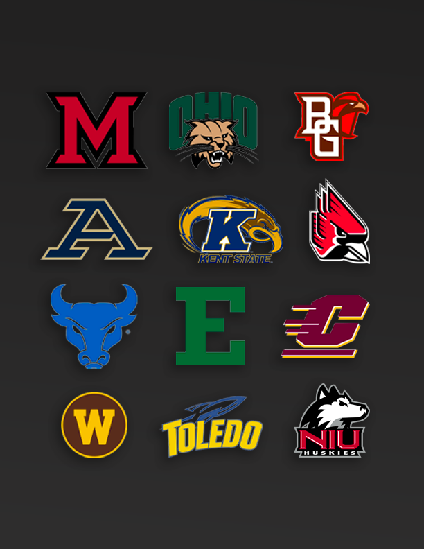 A+graphic+shows+the+logos+of+each+Mid-American+Conference+school.+Sports+Reporter+Skyler+Kisellus+jokingly+discusses+which+MAC+mascots+he+could+defeat+in+hand-to-hand+combat.+%28Eddie+Miller+%7C+Northern+Star%29