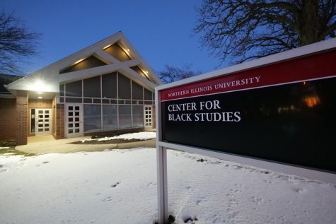 The sign of the NIU Center for Black Studies sits outside the building in the snow. The Center for Black Studies will hold a celebration for Kwanzaa before the end of the semester. (Northern Star File Photo)