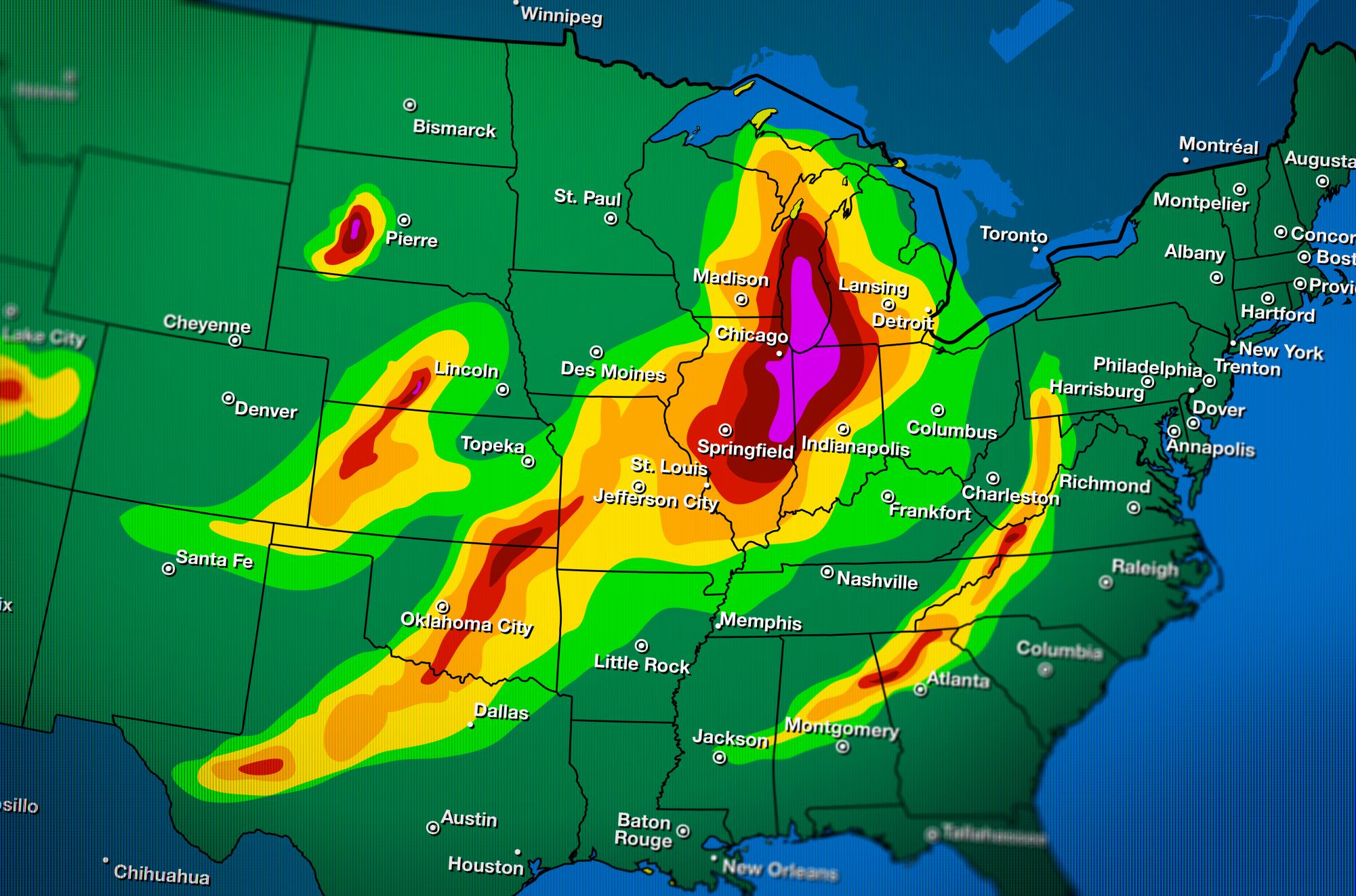 A severe weather forecast centers in the midwest. Opinion Columnist Olivia Zapf believes radar holes in weather forecasting are dangerous and need to be patched. (Courtesy of Getty Images)