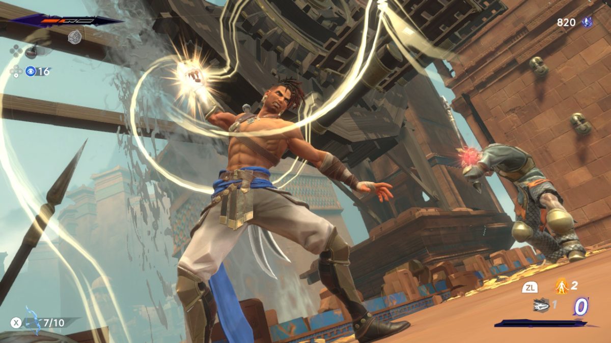 In a screenshot from Prince of Persia: The Lost Crown, Sargon motions his fist into the air with rage on his face. Prince of Persia: The Lost Crown released Jan. 28 and is available to play now. (Jonathan Shelby | Northern Star)