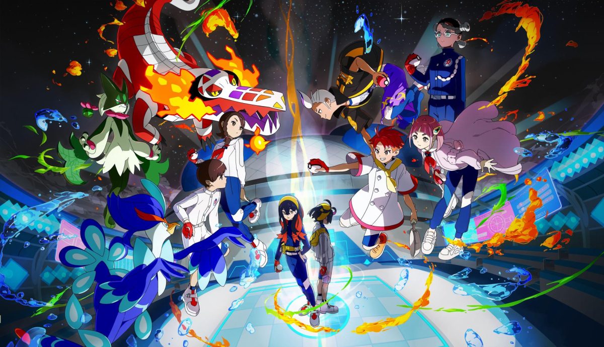 A mix of characters from The Hidden Treasure of Area Zero Part 2 The Indigo Disk DLC pose in space. The games newest DLC concludes the games first DLC release. (Courtesy of Nintendo)