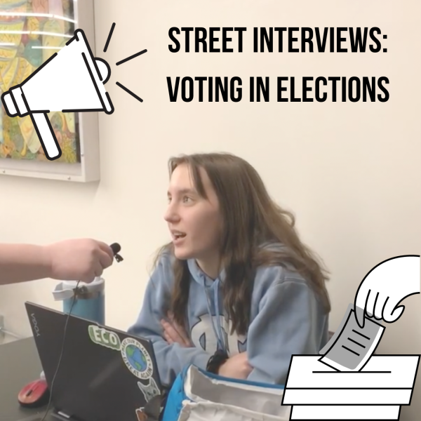 Courtney Pincuspy, a first-year biology major, responds to a street interview prompt. What do students look for in a political candidate, and do students feel their votes matter? (Northern Star Graphic)