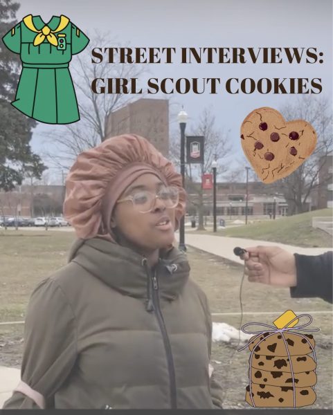 Paris Martin, sophomore political science major, responds to a street interviews prompt. What is the best Girl Scout Cookie? (Northern Star Graphic)