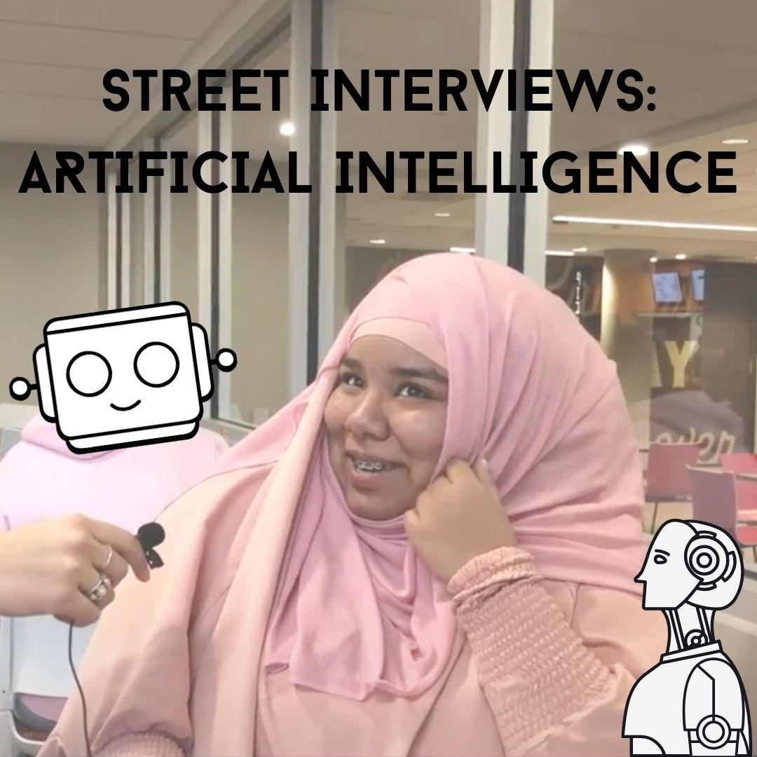 Genesis Dun, a sophomore art education major, responds to a street interview prompt. What experiences have students had with artificial intelligence? (Northern Star Graphic)