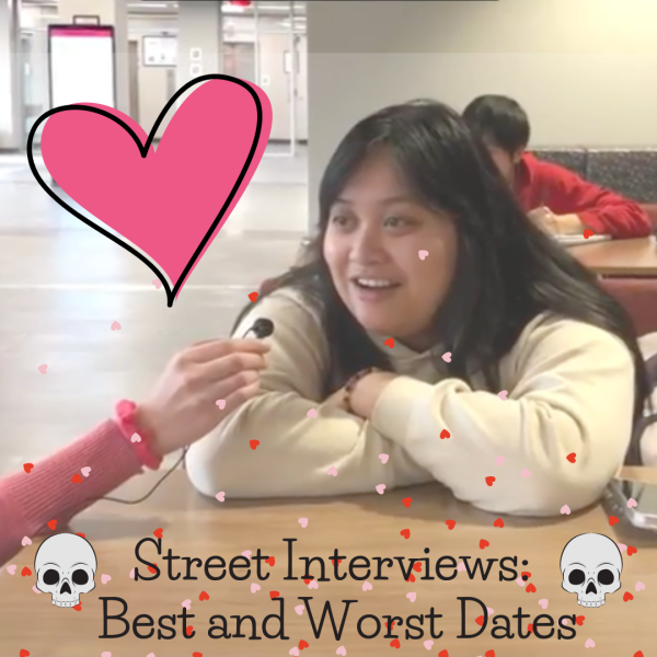 Andrea Ignacio, senior communications major, responds to a street interviews prompt. What are the best and worst dates students have been on? (Northern Star Graphic)