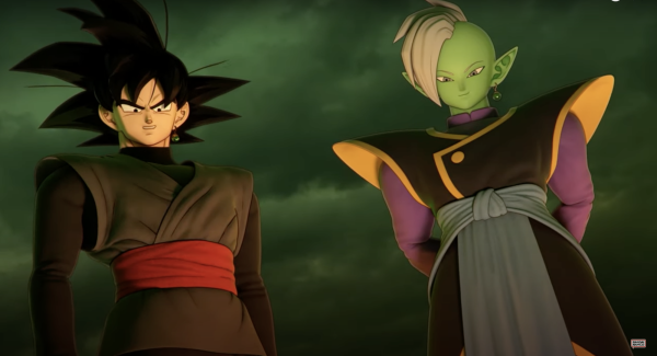 DragonBall characters Goku Black (left) and Zamasu stand next to each other looking down. The newest update for season five of DragonBall: The Breakers introduces crossplay and a new horror element. (Courtesy of YouTube)