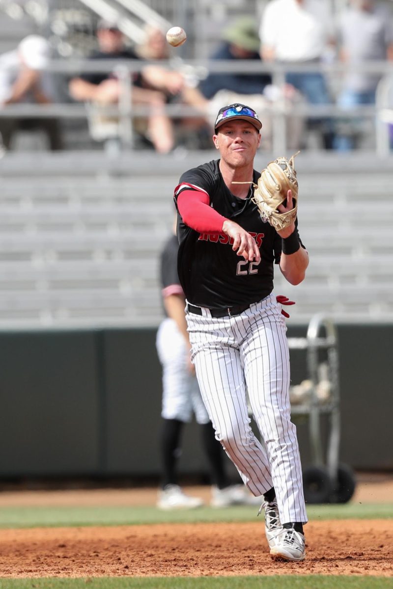 Senior+infielder+Aaron+Harper+throws+a+baseball+to+a+teammate+before+NIU+baseballs+matchup+with+Louisiana+State+University.+Harper+recorded+three+hits+in+Game+2+of+the+Huskies+doubleheader+against+Ohio+University+Friday.+%28Courtesy+of+Jonathan+Mailhes%29