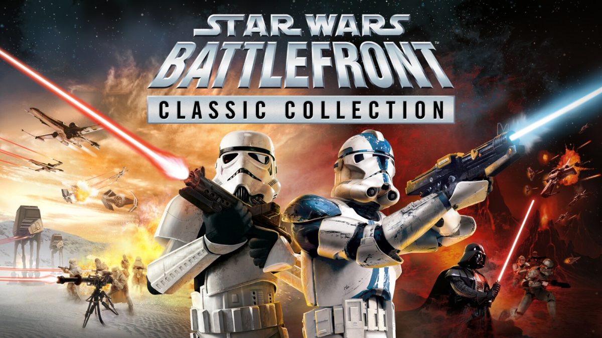 The+words+Star+Wars+Battlefront+Classic+Collection+sit+in+front+of+many+Star+Wars+characters.+The+Star+Wars+Battlefront+Classic+Collection+will+be+released+March+14.+%28Aspyr+%2F+Lucasfilm%29