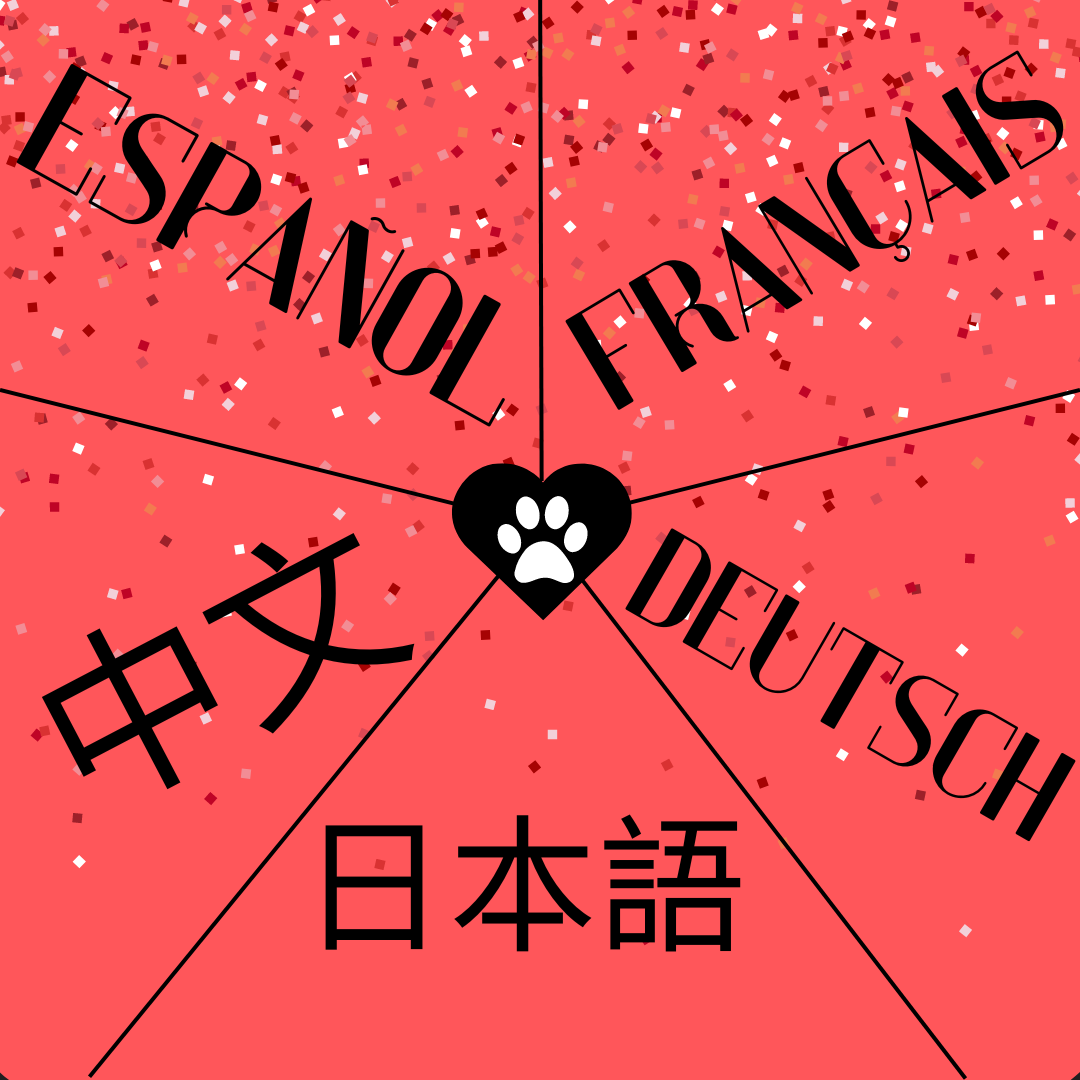 The Spanish, French, Mandarin, German and Japanese translations for each language surround a black heart with a white pawprint. If you could learn another language, what would it be? (Northern Star Graphic)