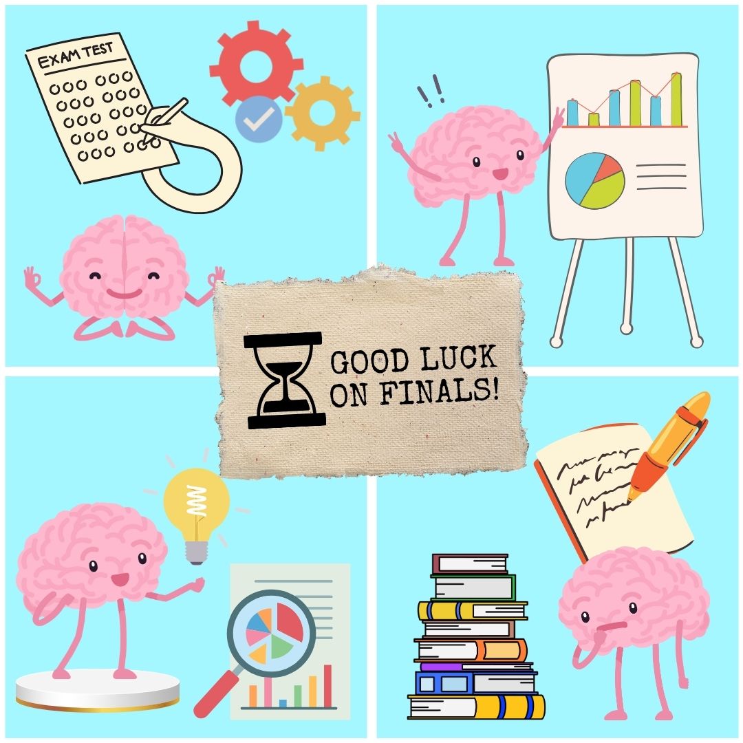 A little personified brain experiences different types of finals across four quadrants: final exams, final presentations, final projects and final papers. As you conquer these final hurdles before summer, which type of final do you prefer? (Lucy Atkinson | Northern Star)