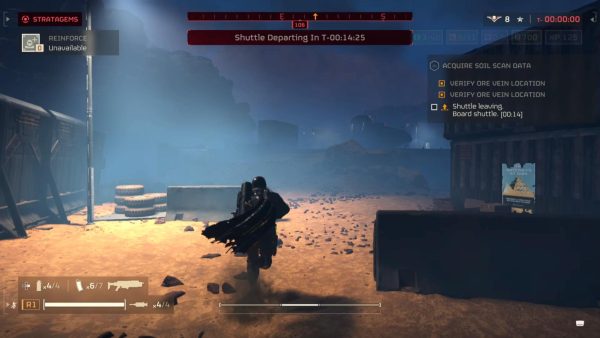 A lone helldiver hurries to the ship before it leaves without him in a clip from the game Helldivers 2. Helldivers 2 was quietly updated in early April. (Sony Interactive Entertainment under Fair Use)