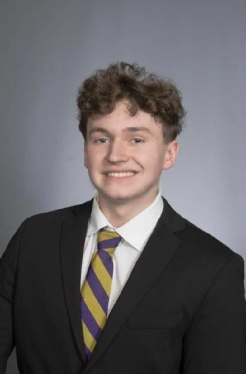 Ethan Pesavento, a sophomore operations management and information systems major stands smiling. Pesavento won treasurer for the Student Government Association with 114 votes. (Courtesy of Ethan Pesavento)