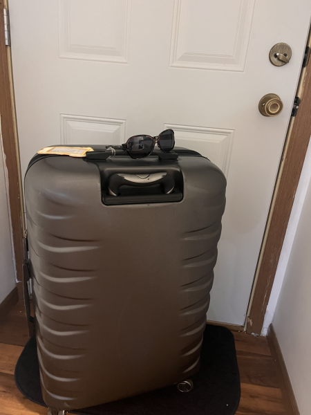 A suitcase sits in front of a door. When going on summer vacations, you should prepare for travel to make the most out of your trips. (Lucy Atkinson | Northern Star)