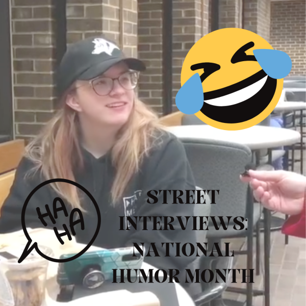 Olivia Lesniewski, a junior music education major, responds to a street interview prompt. Share a joke! (Northern Star Graphic)