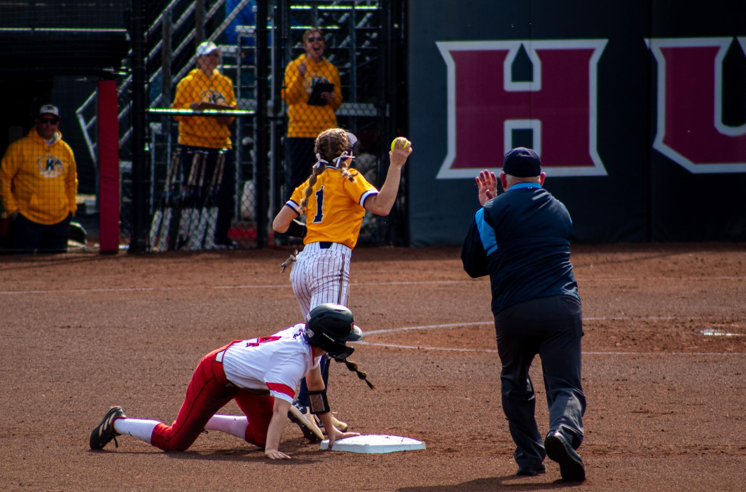 Junior+middle+infielder%2Foutfielder+Jenna+Turner+is+called+out+on+a+stolen+base+attempt+on+March+29.+The+Huskies+were+swept+in+a+three-game+series+against+Ohio+University+on+Saturday+and+Sunday.+%28Northern+Star+File+Photo%29