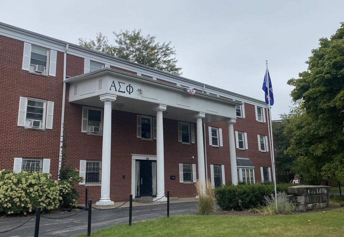 The Alpha Sigma Phi house sits at 928 W. Hillcrest Drive on an overcast day. Rush, the fraternity recruitment process, began on Monday. (Brynn Krug | Northern Star)