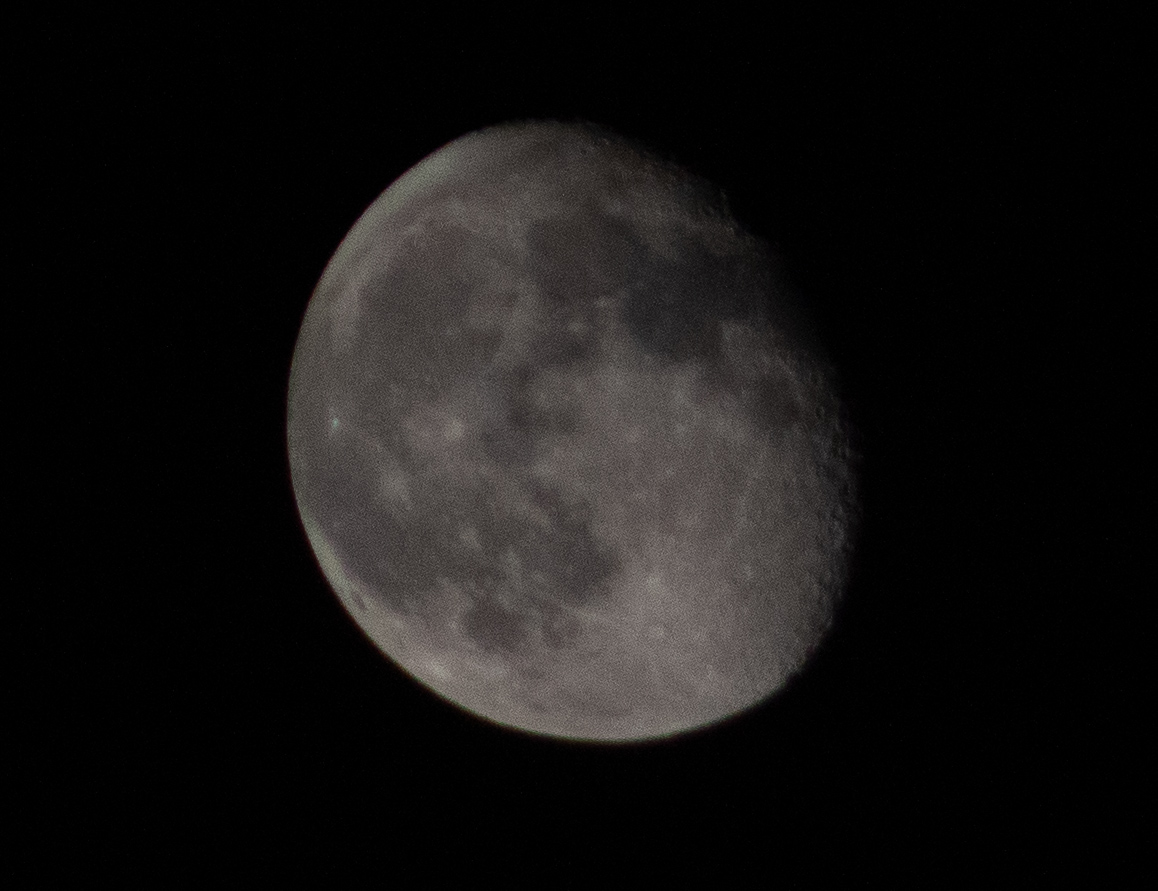 The moon in its waning gibbous phase at the NIU Observatory at the top of Davis Hall. The NIU Observatory is open to the public every Wednesday that class is in session between 8 to 10 p.m. (Northern Star | Ethan Rodriguez)