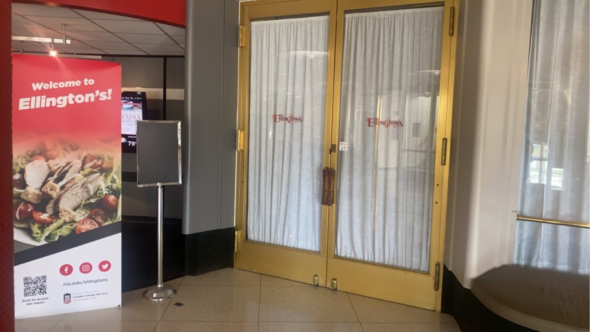 The entrance to Ellington's Restaurant sits on the main level of the Holmes Student Center on Monday. Ellington's will open for the semester from 11 a.m. to 12:45 p.m. on Tuesday. (Zahra Yousif | Northern Star)