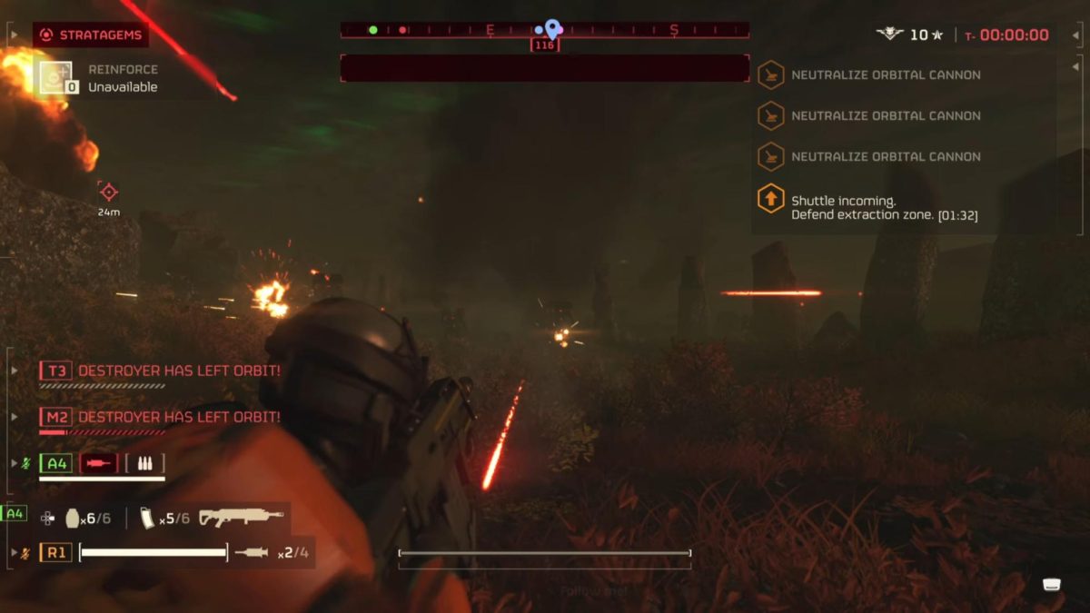 A player fires the "R-36 Eruptor" at a large group of enemies while hurrying to the extraction point. 'Helldivers 2' received its best update yet in September that significantly improved various gameplay elements. (Sony Interactive Entertainment under Fair Use) 