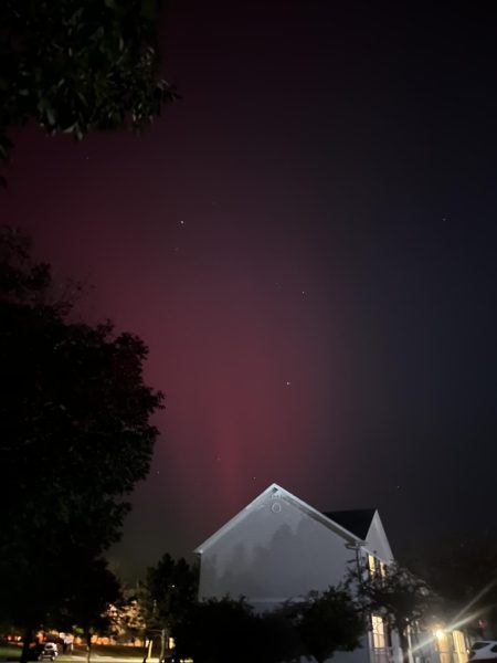 Northern lights dance red and purple in the night DeKalb sky. Opinion Columnist Sofia Didenko gained a new appreciation for DeKalb’s small town beauty when the aurora borealis visited, a phenomenon she’d expected to witness in Iceland. (Sofia Didenko | Northern Star)