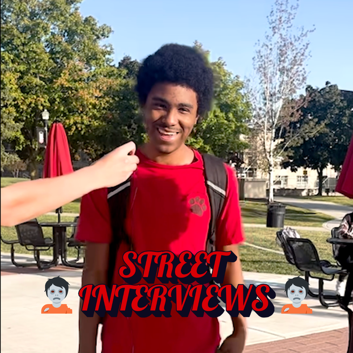 Elimelech Freites-Alvarado, a sophomore biochemistry major, responds to a street interviews prompt. What’s your game plan if the zombie apocalypse starts on NIU’s campus? (Northern Star Graphic)