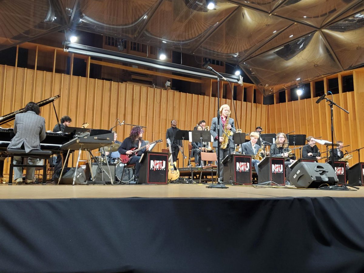 The NIU Jazz Ensemble performs in front of an audience Tuesday night. The NIU Jazz Ensemble performed several songs from various jazz artists. (Jonathan Shelby | Northern Star)