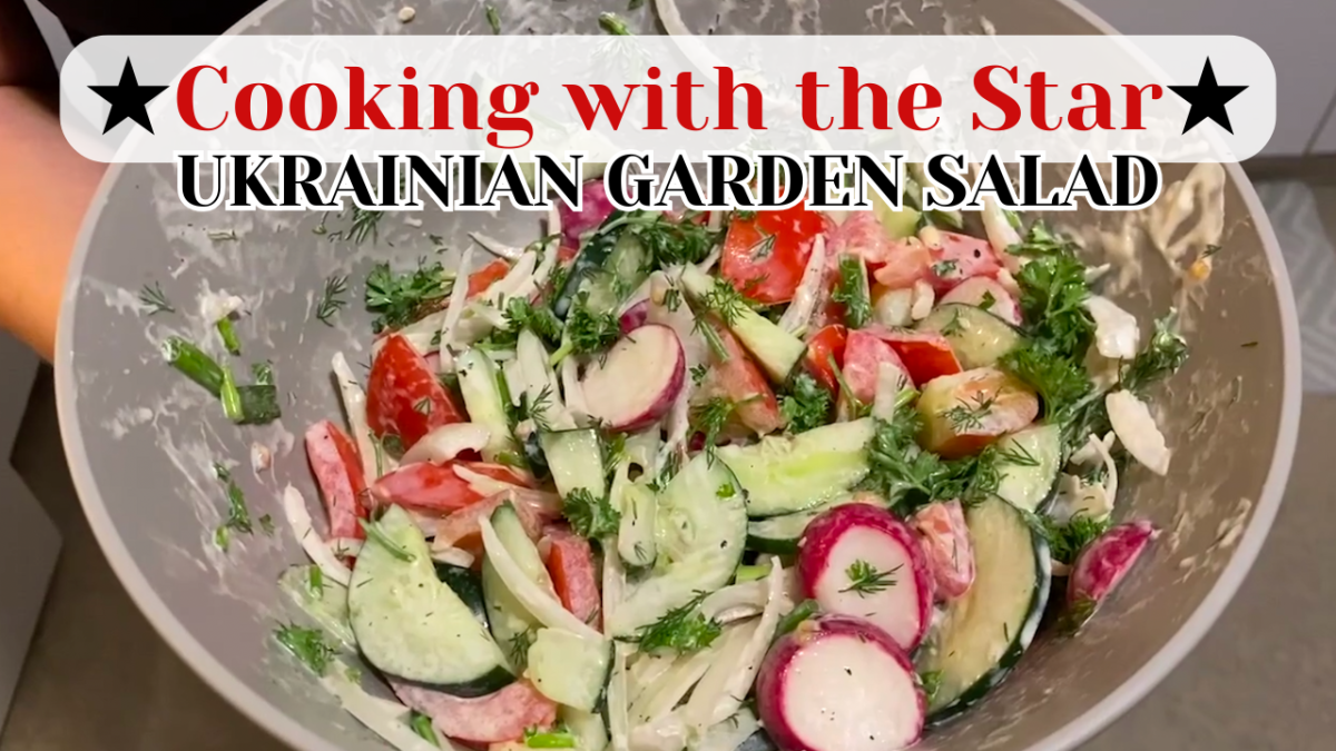 A Ukrainian garden salad sits in a bowl. This fresh meal comes together in 15 to 20 minutes. (Northern Star Graphic)