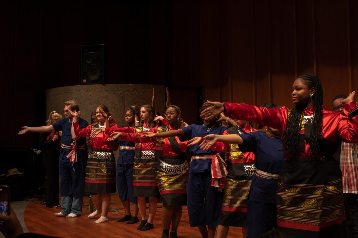 World Languages and Cultures students dance along to the traditional Thai Folk song “Serng Ponglang.” The piece, “Serng Ponglang,” is native to Thailand's Isaan region. (Totus Tuus Keely | Northern Star)