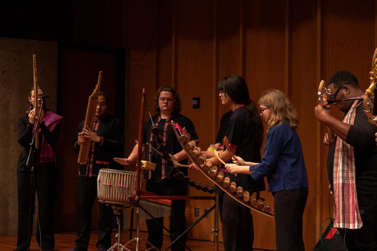 Thai Music Ensemble performs “Serng Ponglang” Tuesday. The Ponglang Ensemble consists of the Wot, Khaen, a hand drum, wood block, Ponglang, Bass Pin and the Pin. (Totus Tuus Keely | Northern Star)