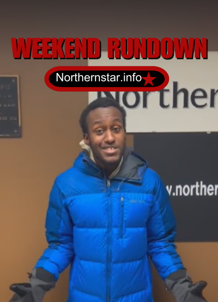 Assistant Lifestyle Editor Jonathan Shelby stand behind the Weekend Rundown logo. This weekend, check out some holiday themed events in DeKalb. (Northern Star Graphic)