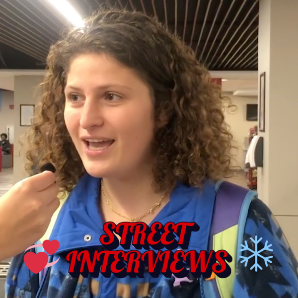 Abby Byer, a junior business administration and hospitality and tourism management major, responds to a street interviews prompt. What winter holiday are you looking forward to? (Northern Star Graphic)