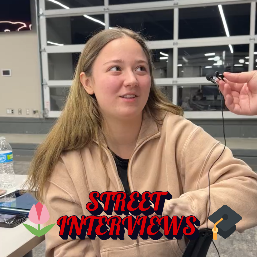 Christina Fiedler, a junior rehabilitation and disability services major, responds to a street interviews prompt. What are you most looking forward to this semester? (Northern Star Graphic)