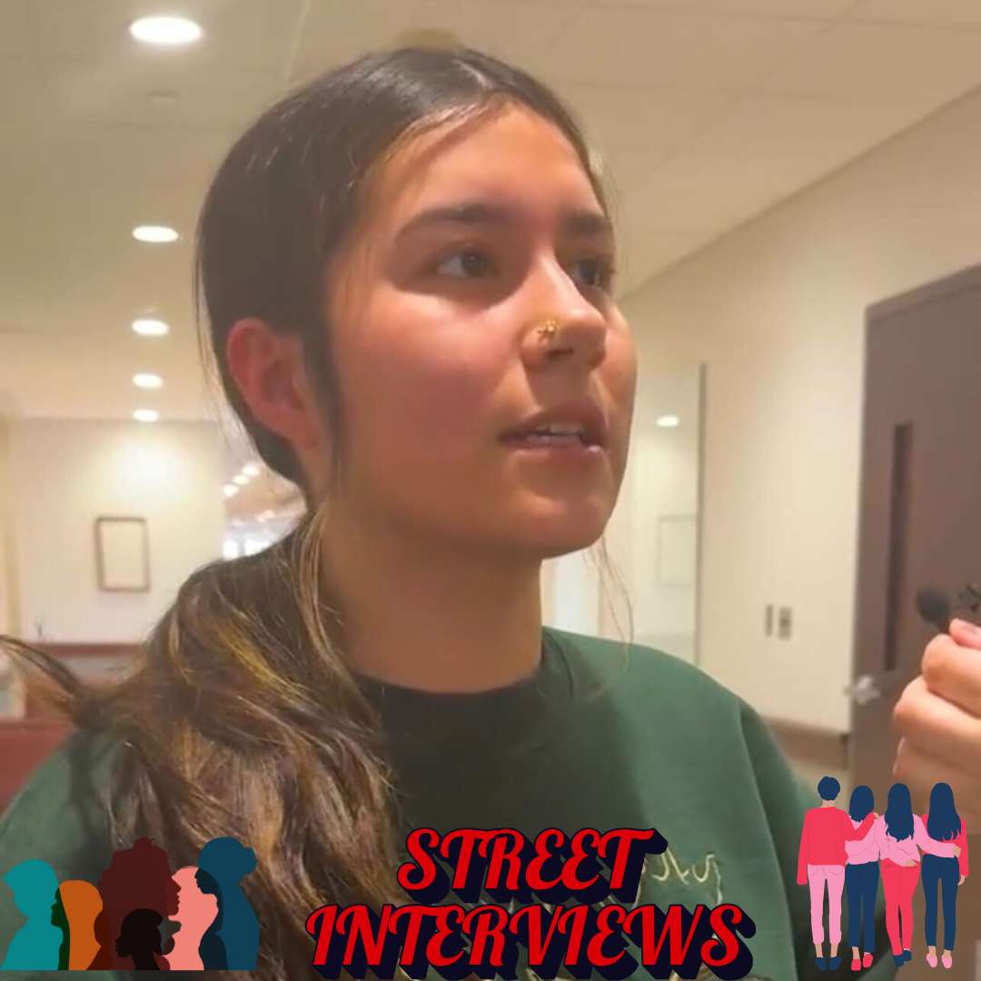 Judith Varela, a junior political science major, responds to a street interviews prompt. What does Women's History Month mean to you? (Northern Star Graphic)