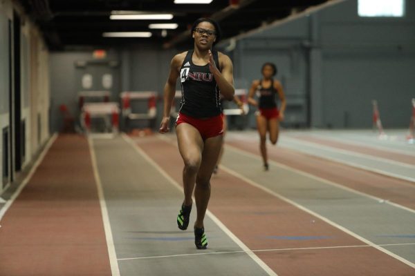 NIU track and field then-junior Roshell Rowe competes at the Redbird Tune Up in February, 2024, in Normal, Illinois. Sports Reporter Micah Huff breaks down his three greatest takeaways from the Huskies' season so far. (Photo courtesy of NIU Athletics)