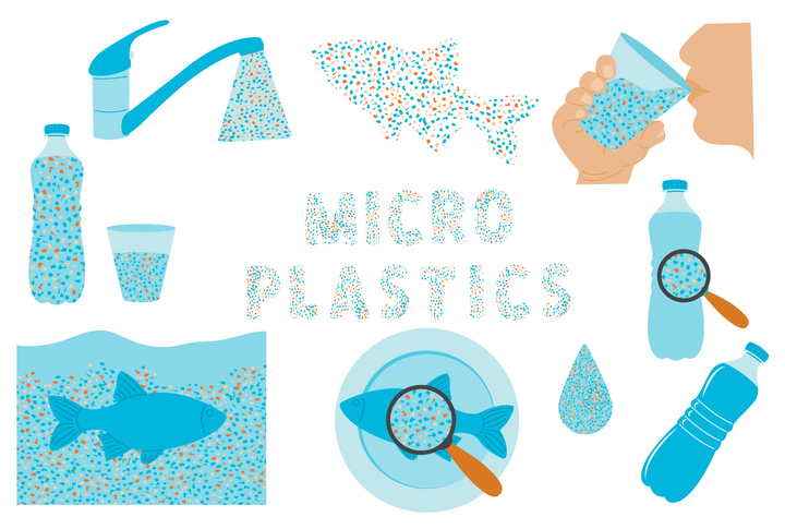 A graphic shows microplastics in water. Millions of tiny plastic fibers are consistently released into the ocean, posing a major threat to marine life, ecosystems and undeniably human health. (Getty Images) 
