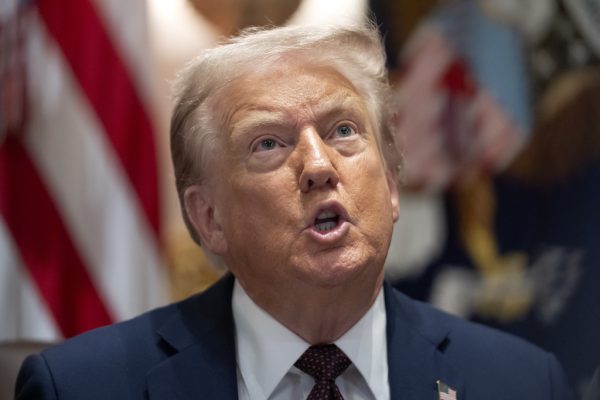 President Donald Trump speaks during a cabinet meeting at the White House. Opinion Columnist Ethan Ernst believes that president Donald Trump withholding disaster aid to states who boycott Israeli companies is unethical. (Mark Schiefelbein | AP)