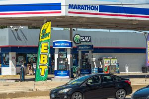 SAV Marketplace, located at 125 N. Annie Glidden Road, advertises that they accept EBT for their groceries. Opinion Columnist Habiba Kamel argues that EBT shouldn't be allowed to be used for junk food. (Totus Tuus Keely | Northern Star)
