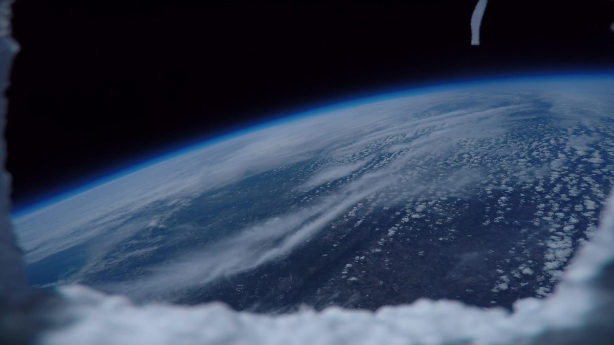 The curvature of the Earth is pictured from a GoPro attached to a weather balloon launched by NIU student group Proxima Centauri Alpha. The group launched the balloon on May 4 from Huskie Stadium. (Courtesy of Proxima Centauri Alpha)