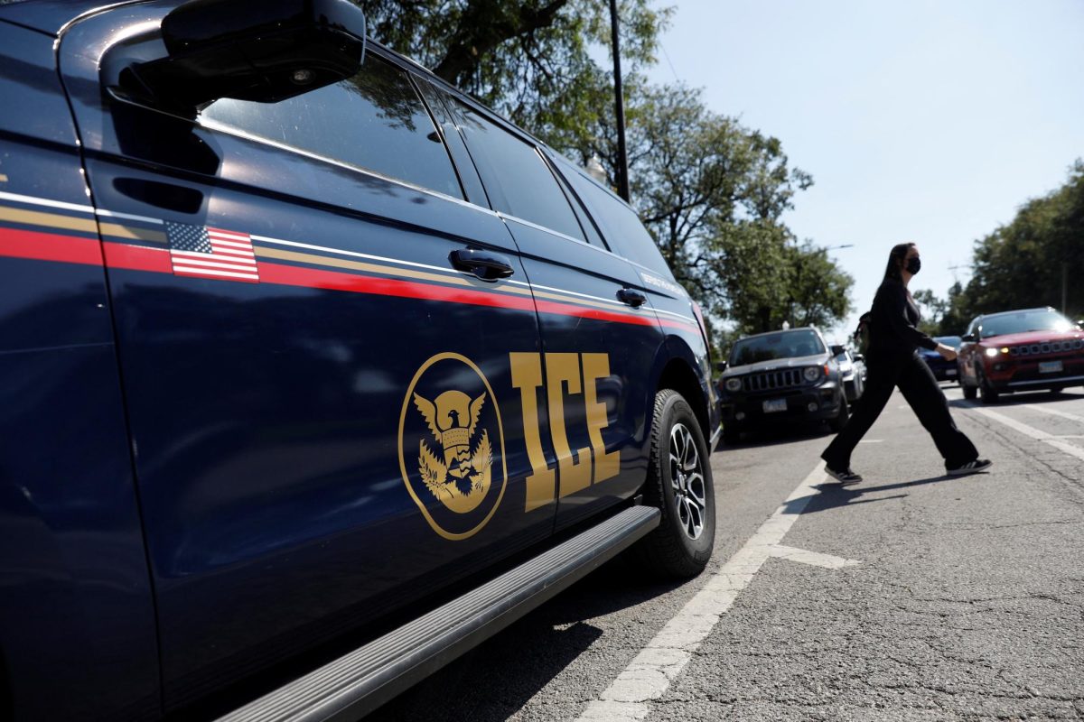 An Immigration and Customs Enforcement (ICE) vehicle is parked outside the Cook County Courthouse. ICE has continued their enforcement in Chicago with agents throughout the city. (REUTERS/Octavio Jones)