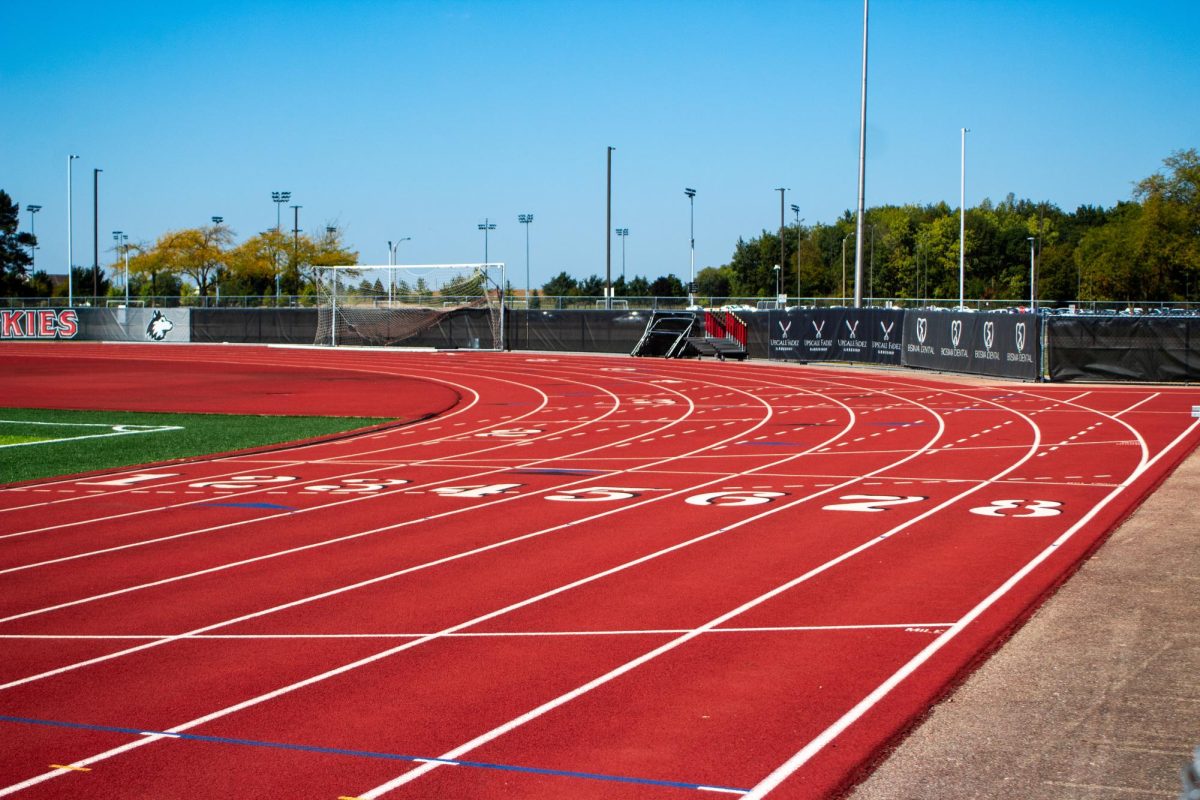 The track at the NIU Track and Field & Soccer Complex sits on a clear day. An NIU student running club, started last year, is looking for new members with a passion for fitness and a love for running. (Ethan Rodriguez | Northern Star)