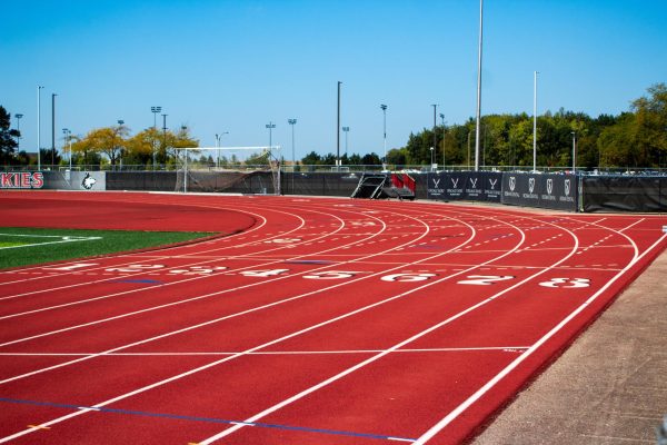 The track at the NIU Track and Field & Soccer Complex sits on a clear day. An NIU student running club, started last year, is looking for new members with a passion for fitness and a love for running. (Ethan Rodriguez | Northern Star)